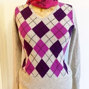 Argyle cashmere sweater size S Women's